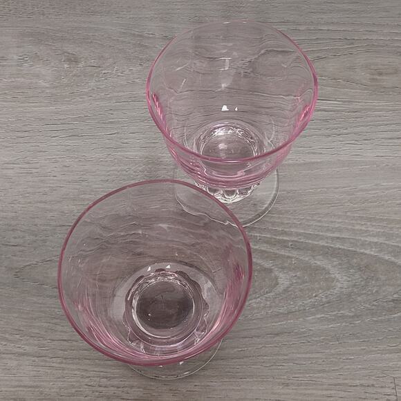 Gorham Crystal Rose Serenade Pink Double Old Fashioned Glasses Set of 2 - Picture 3 of 6